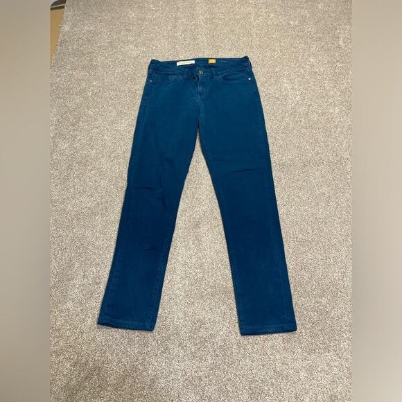 slim stet fit indigo jeans Anthropologie Pilcro and the Letterpress Jeans sz 27 - Picture 2 of 12
